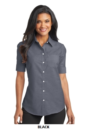 Port Authority Ladies Short Sleeve SuperPro Oxford Shirt. L659.