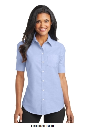 Port Authority Ladies Short Sleeve SuperPro Oxford Shirt. L659.