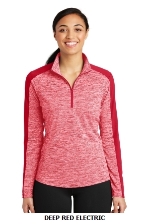 SPORT-TEK LADIES POSICHARGE ELECTRIC HEATHER COLORBLOCK 1/4-ZIP PULLOVER.  SPORT-TEK  LST397