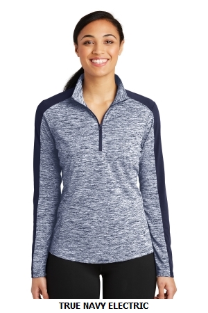 SPORT-TEK LADIES POSICHARGE ELECTRIC HEATHER COLORBLOCK 1/4-ZIP PULLOVER.  SPORT-TEK  LST397