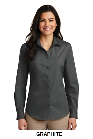 Port Authority® Ladies Long Sleeve Carefree Poplin Shirt.  PORT A.  LW100