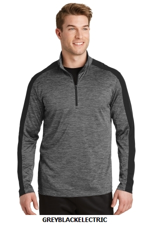 SPORT-TEK POSICHARGE  ELECTRIC HEATHER COLORBLOCK 1/4-ZIP PULLOVER.  SPORT-TEK  ST397