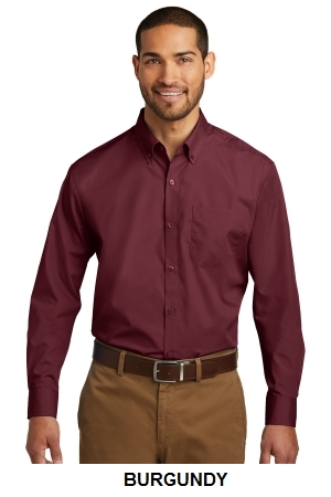 Port Authority Long Sleeve Carefree Poplin Shirt.  PORT A.  W100