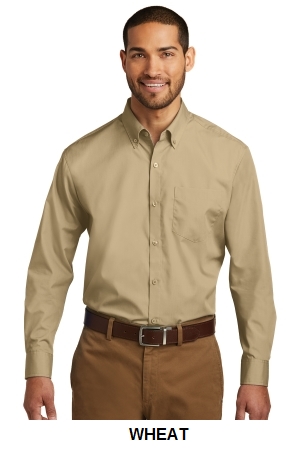 Port Authority Long Sleeve Carefree Poplin Shirt.  PORT A.  W100