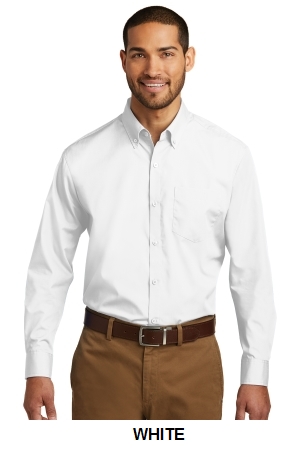 Port Authority Long Sleeve Carefree Poplin Shirt.  PORT A.  W100