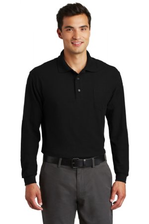 Port Authority Silk Touch Long Sleeve Polo with Pocket.  PORT A.  K500LSP