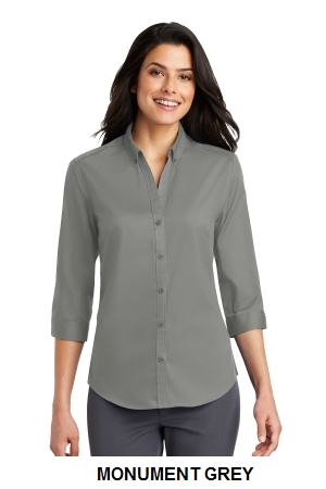 Port Authority Ladies 3/4-Sleeve SuperPro Twill Shirt.  PORT A.  L665