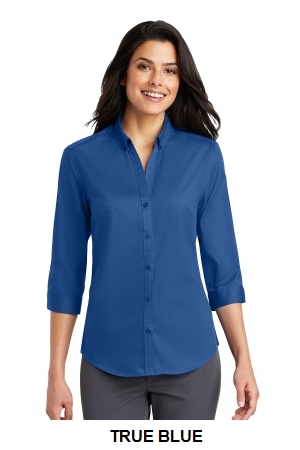 Port Authority Ladies 3/4-Sleeve SuperPro Twill Shirt.  PORT A.  L665