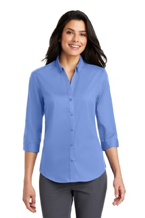 Port Authority Ladies 3/4-Sleeve SuperPro Twill Shirt.  PORT A.  L665