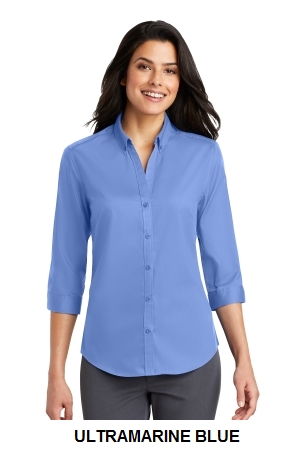 Port Authority Ladies 3/4-Sleeve SuperPro Twill Shirt.  PORT A.  L665