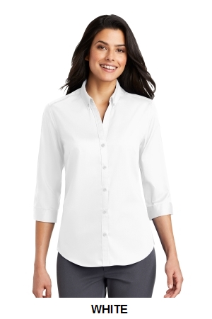 Port Authority Ladies 3/4-Sleeve SuperPro Twill Shirt.  PORT A.  L665