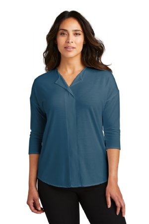 Port Authority Ladies Concept 3/4-Sleeve Soft Split Neck Top.  PORT A.  LK5433