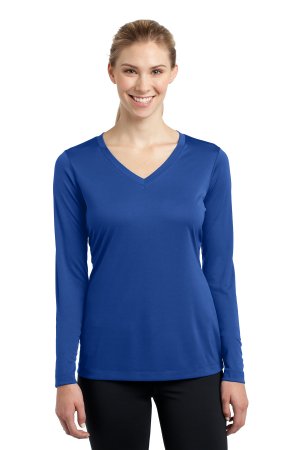 SPORT-TEK LADIES LONG SLEEVE POSICHARGE COMPETITOR V-NECK TEE.  SPORT-TEK  LST353LS