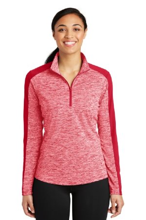 SPORT-TEK LADIES POSICHARGE ELECTRIC HEATHER COLORBLOCK 1/4-ZIP PULLOVER.  SPORT-TEK  LST397