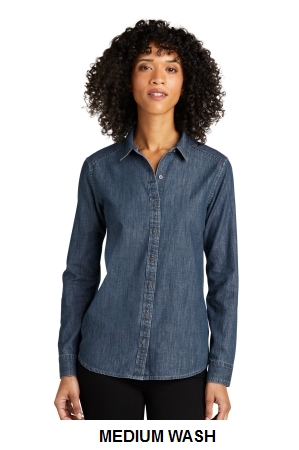 Port Authority Ladies Long Sleeve Perfect Denim Shirt.  PORT A.  LW676