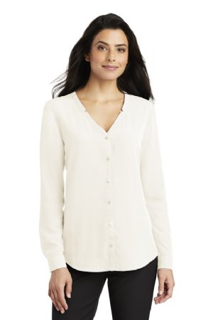 Port Authority ® Ladies Long Sleeve Button-Front Blouse.  PORT A.  LW700