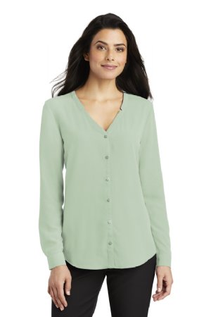 Port Authority Ladies Long Sleeve Button-Front Blouse.  PORT A.  LW700