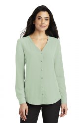 Port Authority Ladies Long Sleeve Button-Front Blouse.  PORT A.  LW700