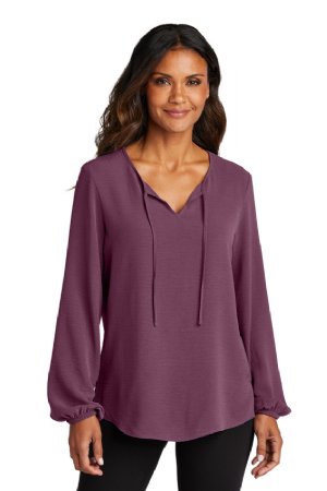 Port Authority Ladies Textured Crepe Blouse.  PORT A.  LW714