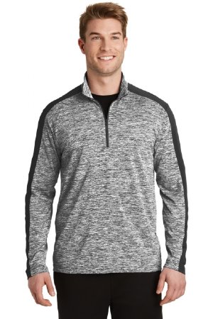 SPORT-TEK POSICHARGE  ELECTRIC HEATHER COLORBLOCK 1/4-ZIP PULLOVER.  SPORT-TEK  ST397