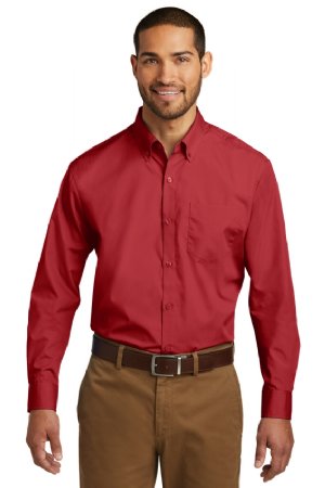 Port Authority Long Sleeve Carefree Poplin Shirt.  PORT A.  W100