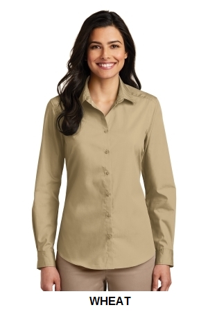 Port Authority® Ladies Long Sleeve Carefree Poplin Shirt.  PORT A.  LW100