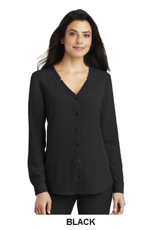 Port Authority ® Ladies Long Sleeve Button-Front Blouse.  PORT A.  LW700