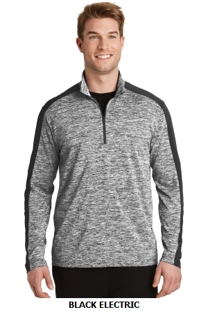 SPORT-TEK POSICHARGE  ELECTRIC HEATHER COLORBLOCK 1/4-ZIP PULLOVER.  SPORT-TEK  ST397