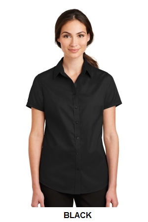 Port Authority Ladies Short Sleeve SuperPro Twill Shirt.  PORT A.  L664