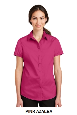 Port Authority Ladies Short Sleeve SuperPro Twill Shirt.  PORT A.  L664