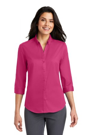 Port Authority Ladies 3/4-Sleeve SuperPro Twill Shirt.  PORT A.  L665