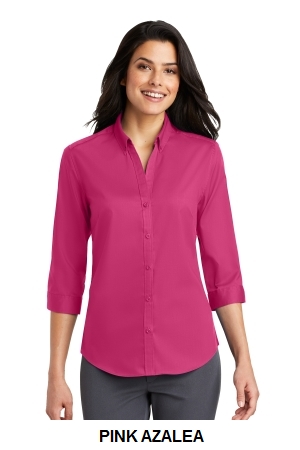 Port Authority Ladies 3/4-Sleeve SuperPro Twill Shirt.  PORT A.  L665