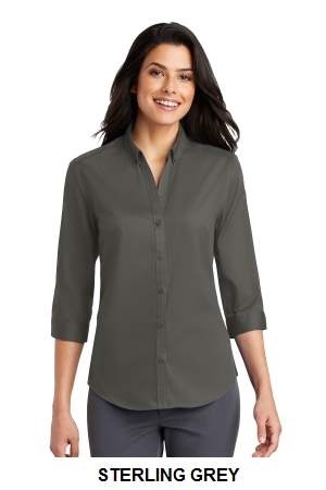 Port Authority Ladies 3/4-Sleeve SuperPro Twill Shirt.  PORT A.  L665