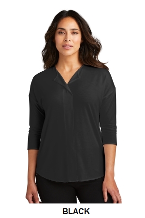 Port Authority Ladies Concept 3/4-Sleeve Soft Split Neck Top.  PORT A.  LK5433