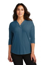 Port Authority Ladies Concept 3/4-Sleeve Soft Split Neck Top.  PORT A.  LK5433