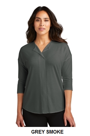 Port Authority Ladies Concept 3/4-Sleeve Soft Split Neck Top.  PORT A.  LK5433