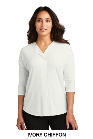 Port Authority Ladies Concept 3/4-Sleeve Soft Split Neck Top.  PORT A.  LK5433