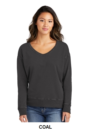 Port & Company Ladies Beach Wash Garment-Dyed V-Neck Sweatshirt.  PORT&CO.  LPC098V