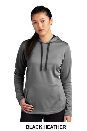 Sport-Tek Ladies PosiCharge Sport-Wick Heather Fleece Hooded Pullover.  SPORT-TEK  LST264