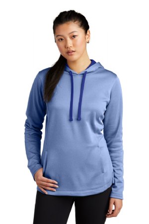 Sport-Tek Ladies PosiCharge Sport-Wick Heather Fleece Hooded Pullover.  SPORT-TEK  LST264