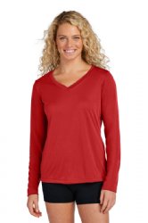 Sport-Tek Ladies Long Sleeve PosiCharge Competitor V-Neck Tee.  SPORT-TEK  LST350LS