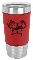 Polar Camel 20 oz. Red Laserable Leatherette Tumbler with Clear Lid