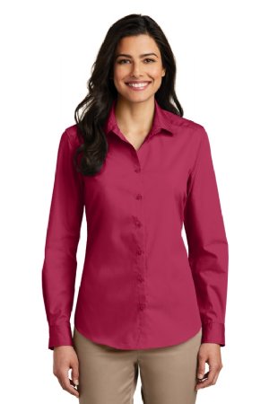 Port Authority Ladies Long Sleeve Carefree Poplin Shirt.  PORT A.  LW100