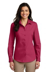 Port Authority Ladies Long Sleeve Carefree Poplin Shirt.  PORT A.  LW100