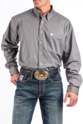 Mens Solid Gray Button-Down Western Shirt.  CINCH MTW1104238